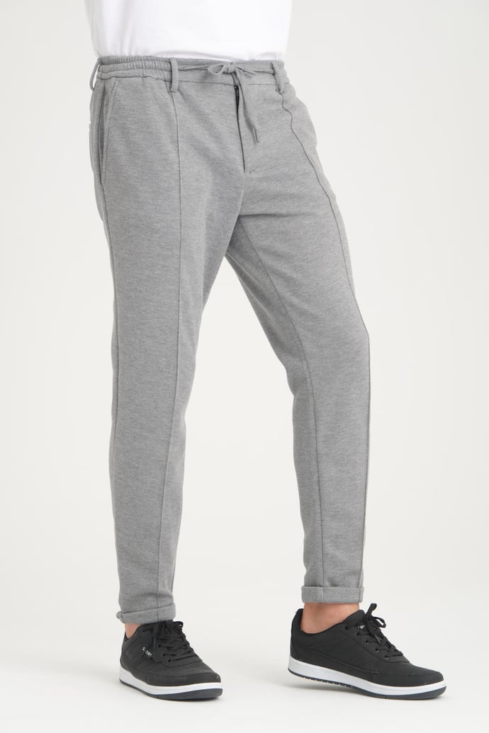 Nervürlü Regular Kalıp Duble Paça Örme Pantolon - Justyol