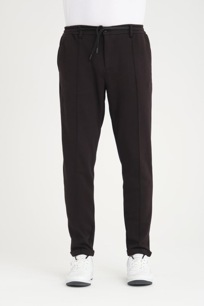 Nervürlü Regular Kalıp Duble Paça Örme Pantolon - Justyol