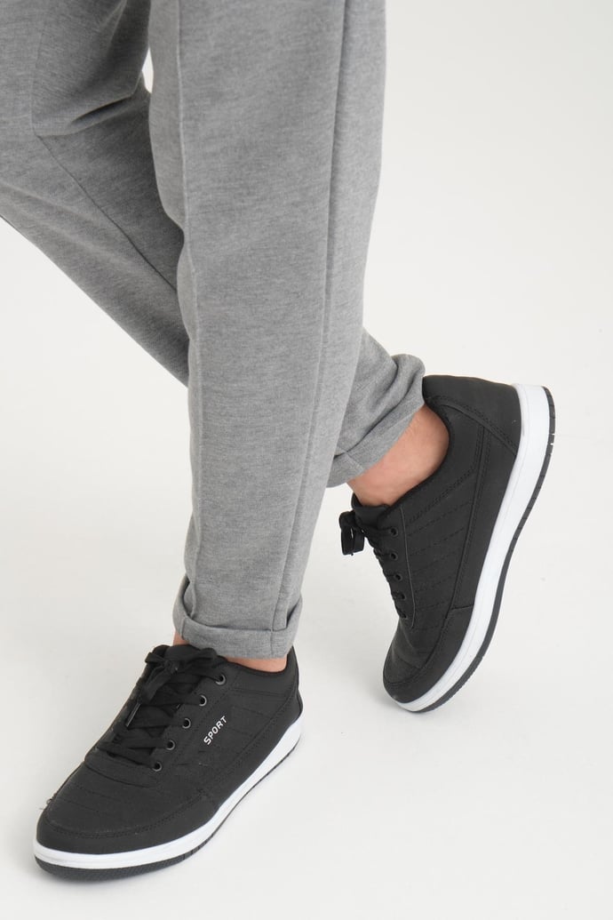 Nervürlü Regular Kalıp Duble Paça Örme Pantolon - Justyol