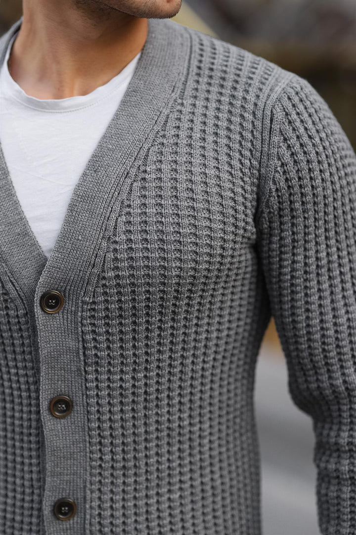 Gilet Homme à Boutons en Tricot à Cordon Nopenli