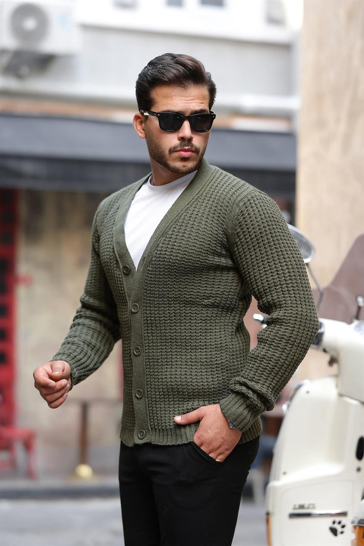 Gilet Homme à Boutons en Tricot à Cordon Nopenli