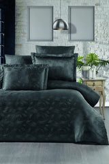 Pierre Cardin Jakarlı Saten Nevresim Takımı Çift Kişilik Ala Antrasit Pierre Cardin