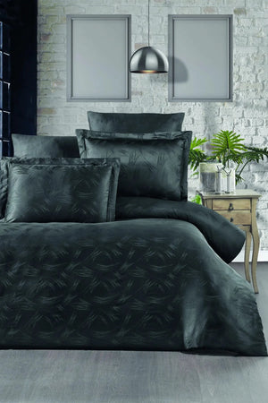 Pierre Cardin Jakarlı Saten Nevresim Takımı Çift Kişilik Ala Antrasit Pierre Cardin