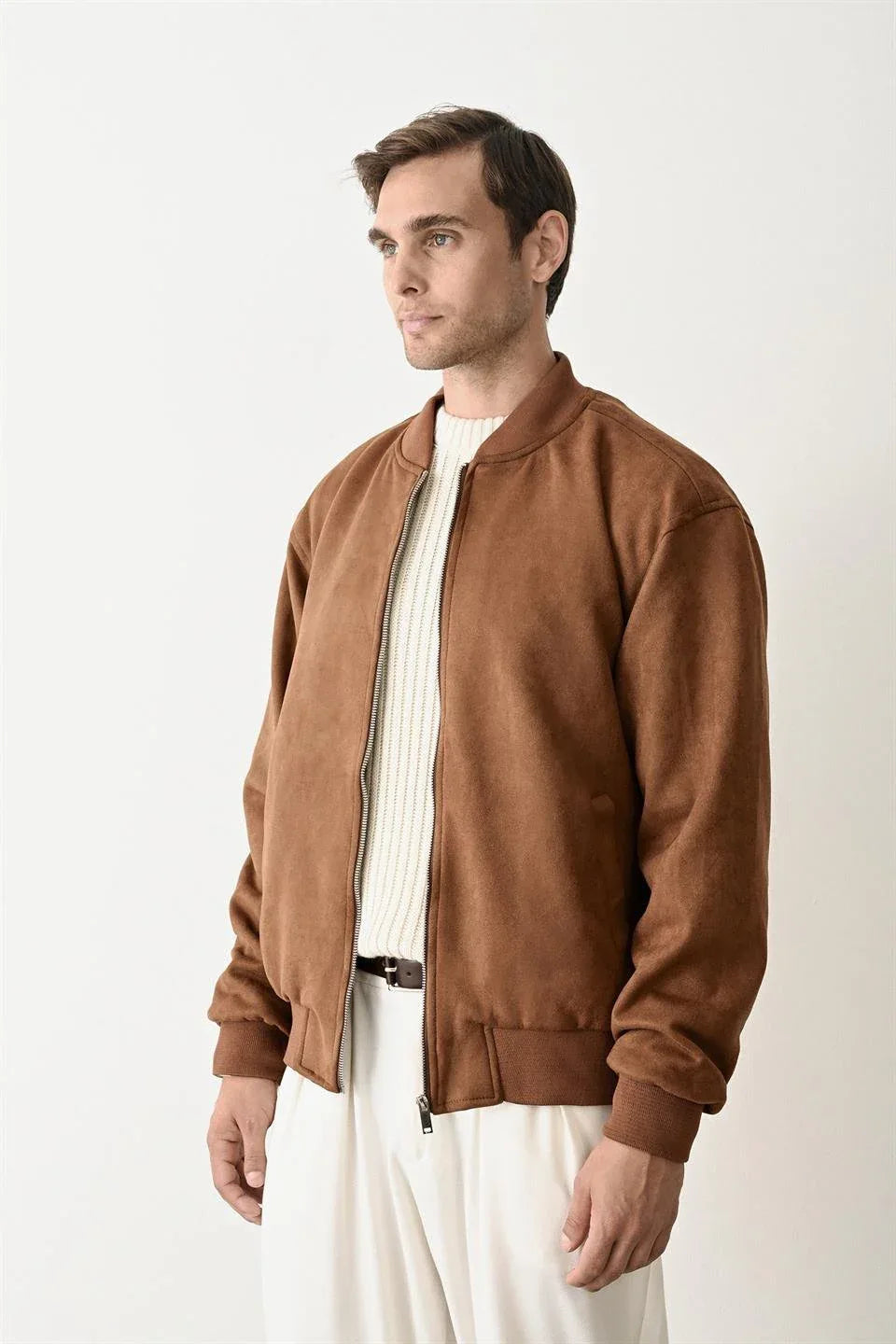 Veste / Manteau pour Homme en Nubuck avec Doublure Intérieure, Poches Double et Fermeture Éclair - Justyol