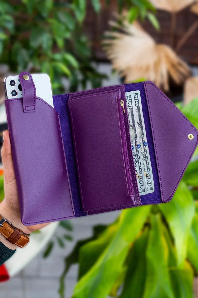 Enveloppe Téléphone et Boîtes de Pièces - Cuir Synthétique, Design Élégant et Pratique