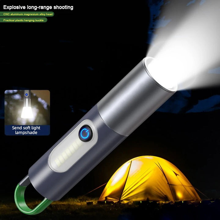 Lampe Torche LED Rechargeable USB-C avec Zoom et Éclairage Latéral