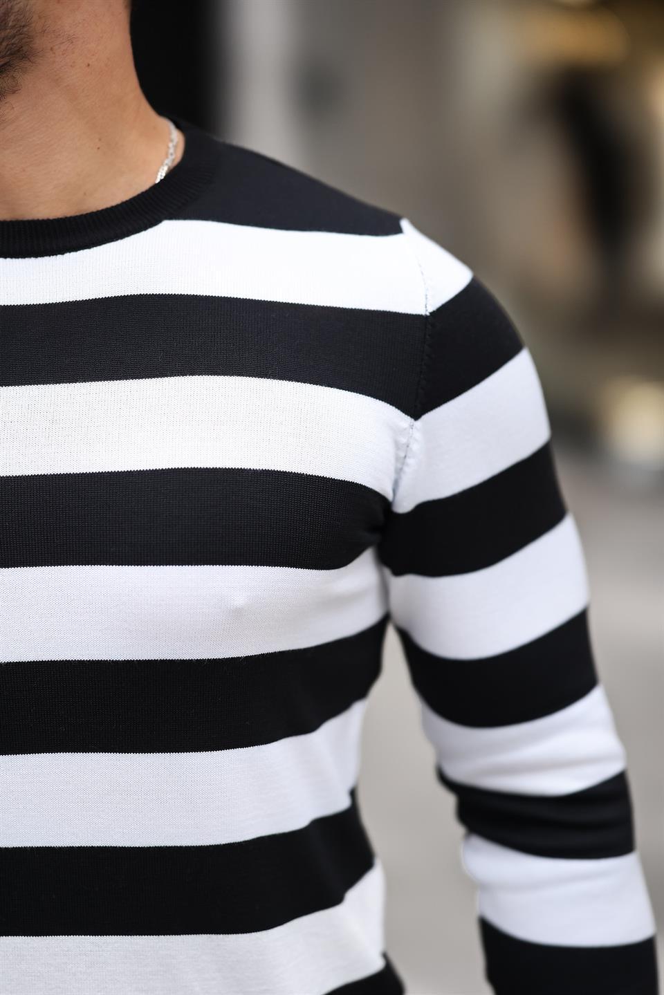 Pull Homme en Tricot Fin à Col Rond et Rayures Tricotées - Justyol