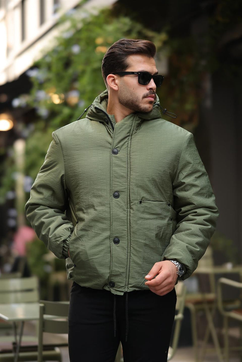 Veste Matelassée Homme Oversize à Capuche avec Poches Fonctionnelles – Confort et Protection au Quotidien