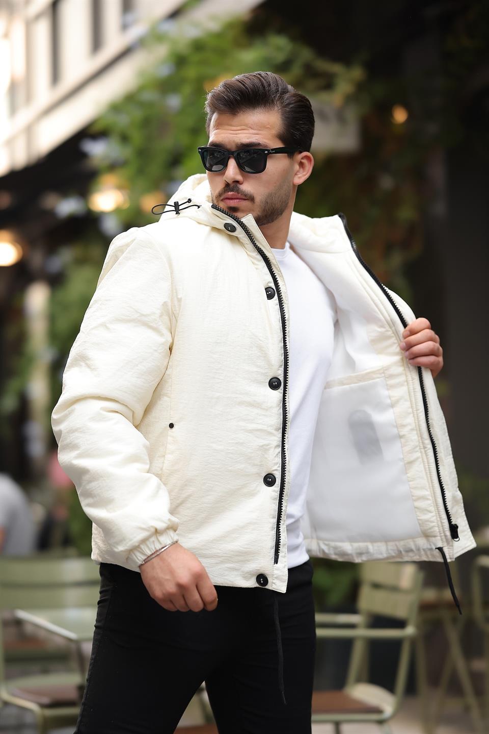 Oversize Cep Detaylı Kapüşonlu Hafif Şişme Mont - Siyah - Justyol