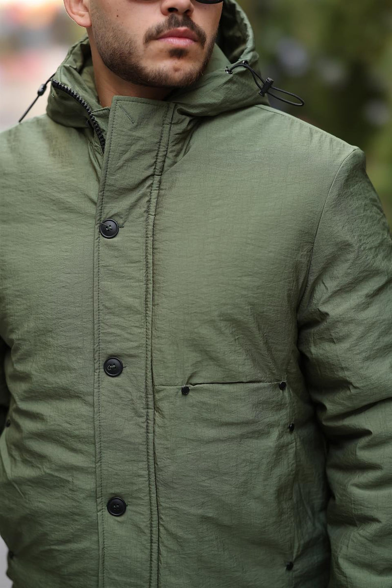 Veste Matelassée Homme Oversize à Capuche avec Poches Fonctionnelles – Confort et Protection au Quotidien