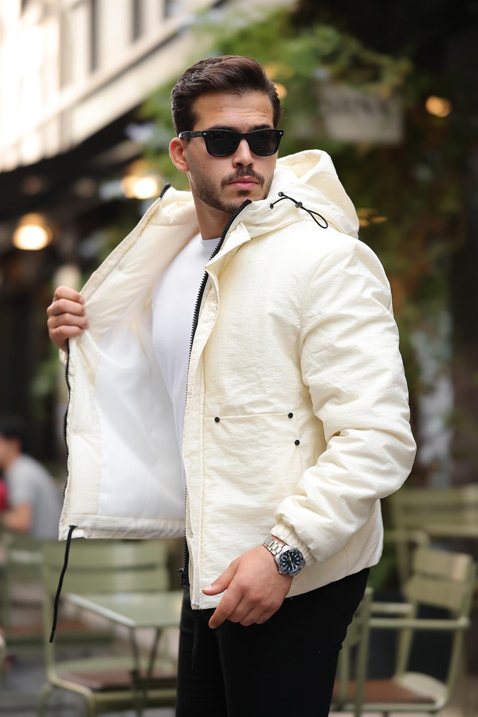 Oversize Cep Detaylı Kapüşonlu Hafif Şişme Mont - Siyah - Justyol