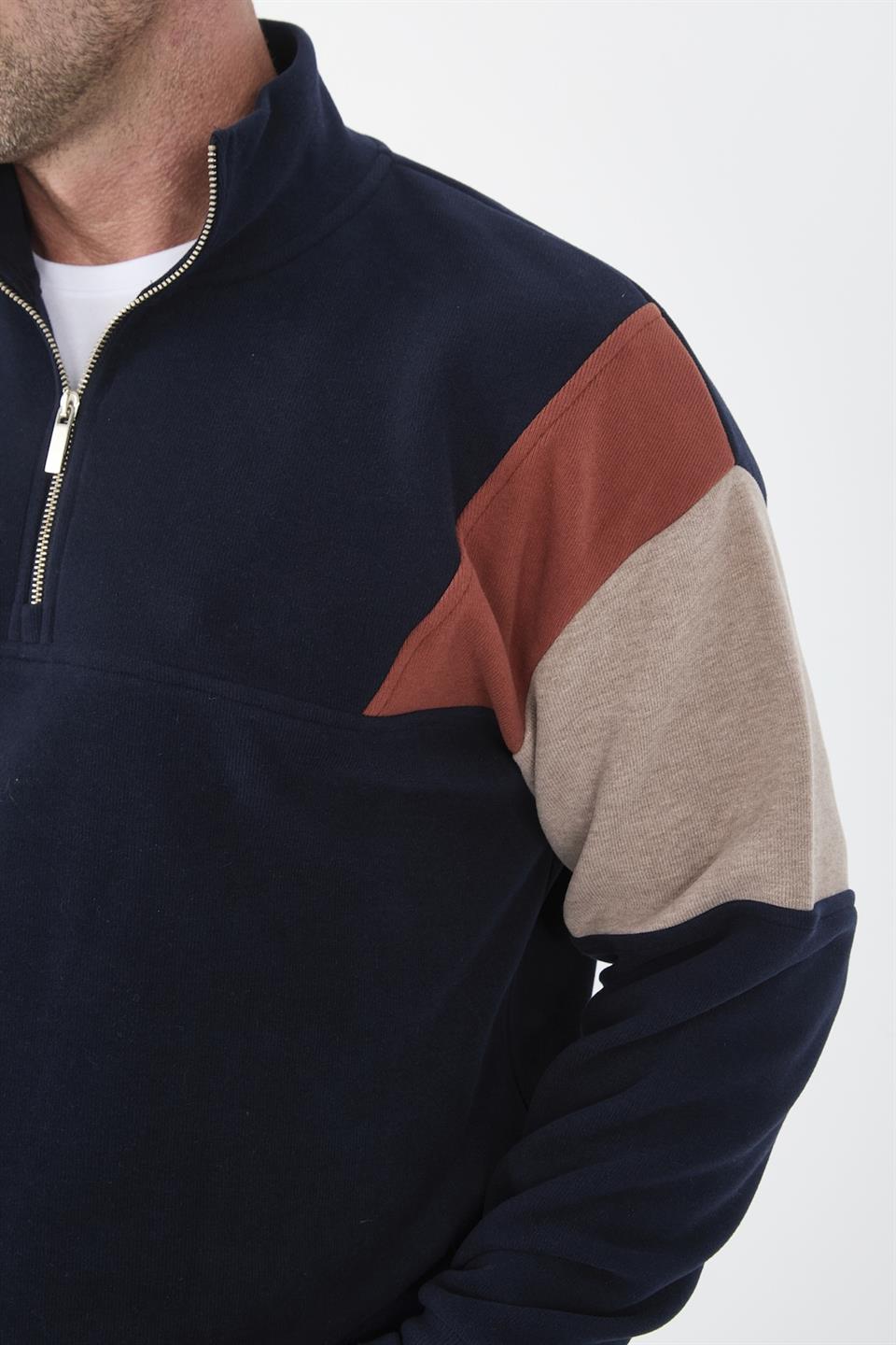 Oversize Erkek Kolları Garnili Selanik Örme Erkek Sweatshirt - Justyol