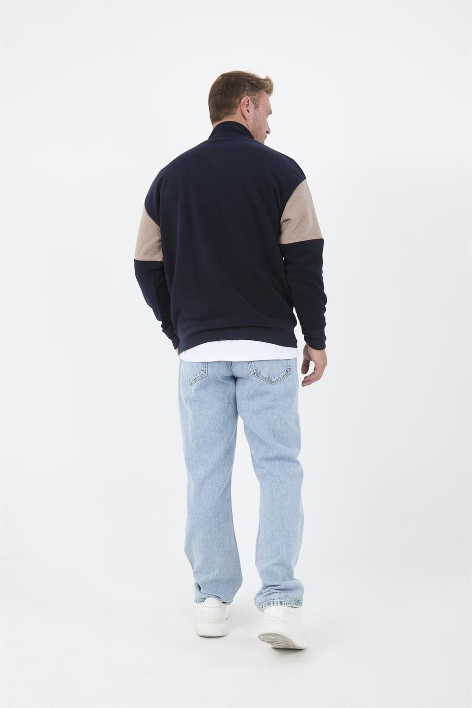 oversize erkek kollari garnili selanik örme erkek sweatshirt - Justyol
