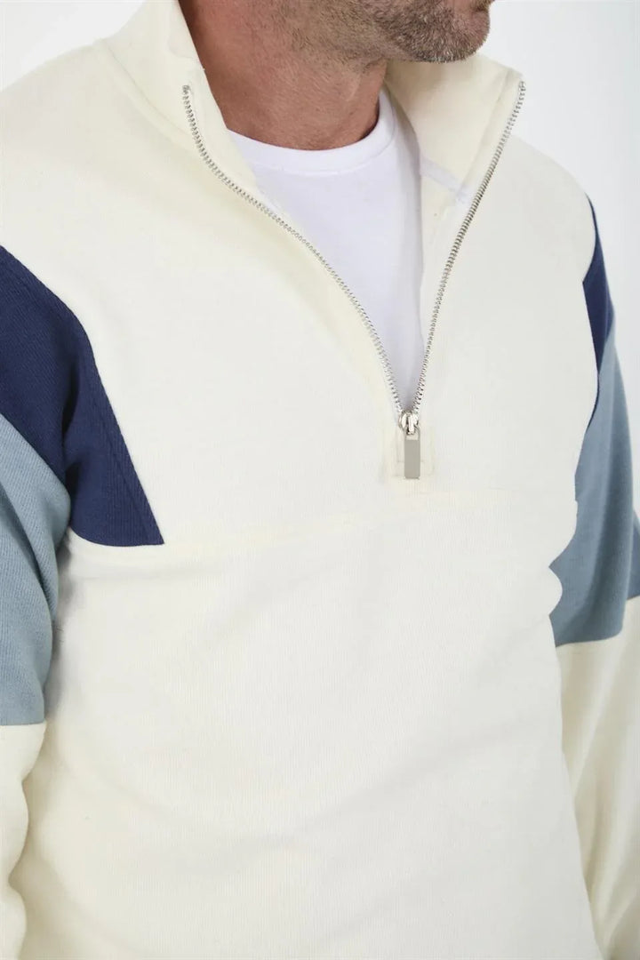 Sweatshirt Homme Oversize en Tricot Selanik avec Détails en Garniture sur les Manches