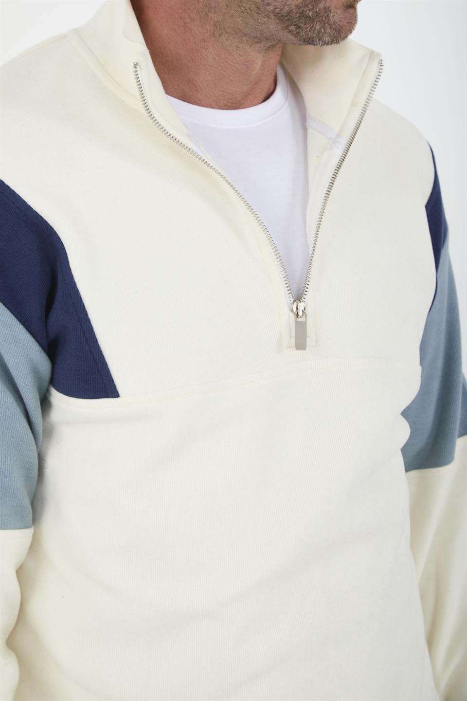 Oversize Erkek Kolları Garnili Selanik Örme Erkek Sweatshirt - Justyol