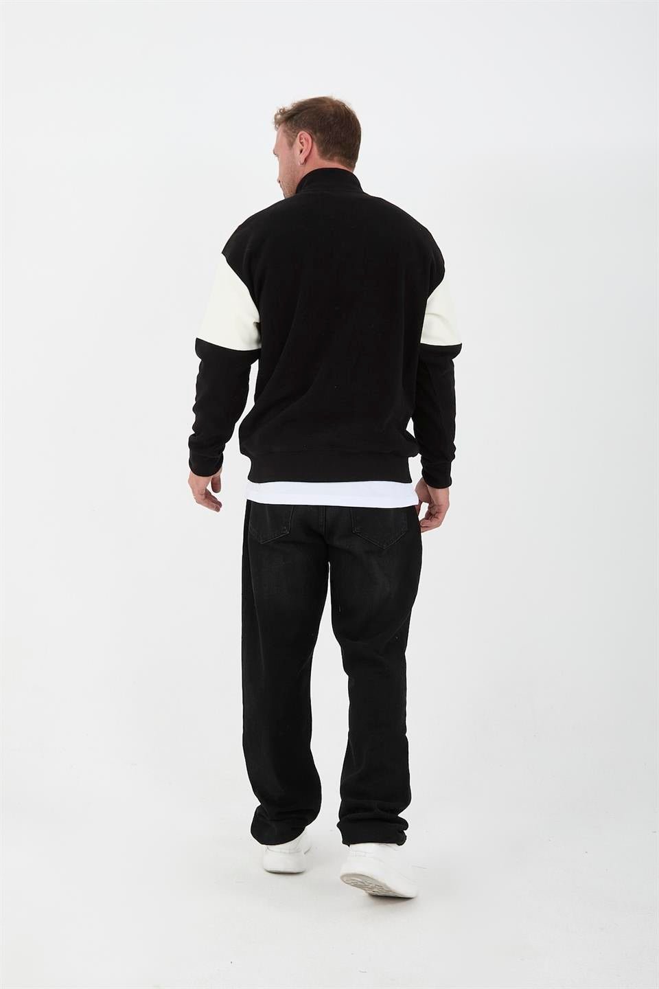 oversize erkek kollari garnili selanik örme erkek sweatshirt - Justyol