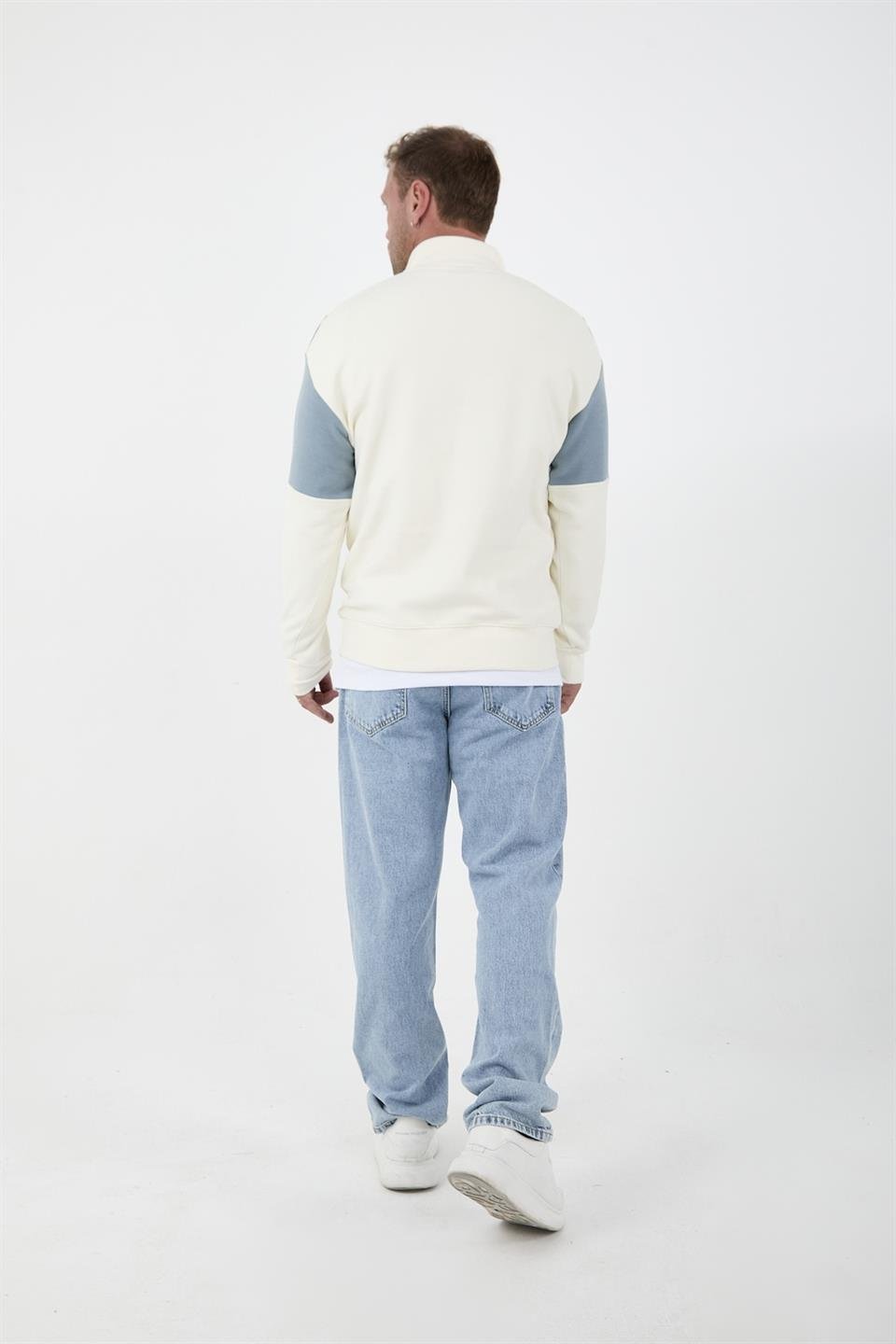 oversize erkek kollari garnili selanik örme erkek sweatshirt - Justyol