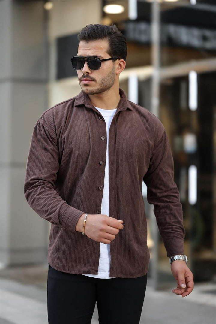Chemise Homme Oversize en Velours Côtelé