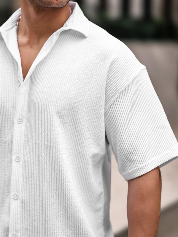 Chemise homme oversize côtelée manches courtes