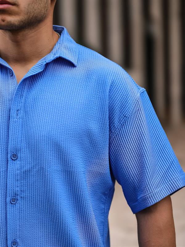 Chemise homme oversize côtelée manches courtes