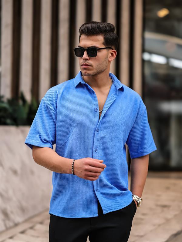Chemise homme oversize côtelée manches courtes