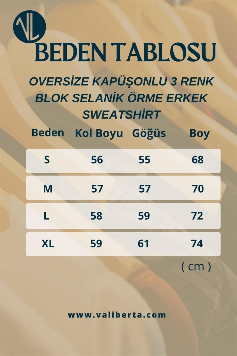 oversize kapüşonlu 3 renk blok selanik örme erkek sweatshirt - Justyol