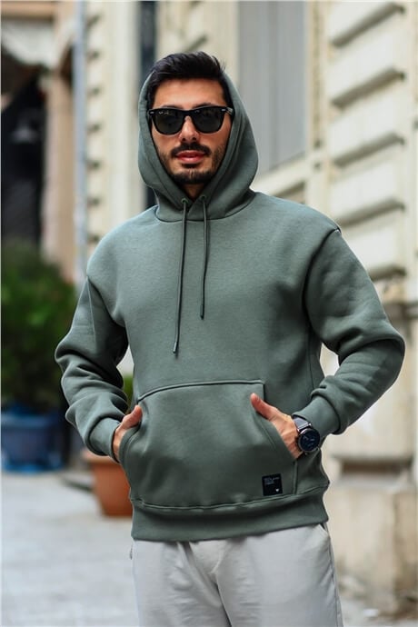 erkek oversize kapüşonlu kanguru cepli sweatshirt