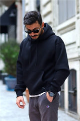 Erkek Oversize Kapüşonlu Kanguru Cepli Sweatshirt