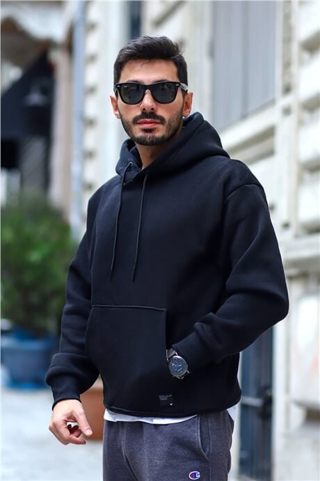 erkek oversize kapüşonlu kanguru cepli sweatshirt