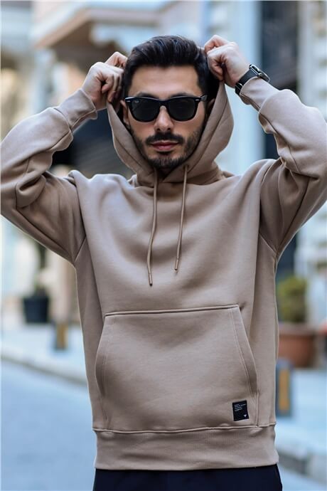 Erkek Oversize Kapüşonlu Kanguru Cepli Sweatshirt