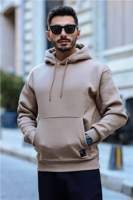 Erkek Oversize Kapüşonlu Kanguru Cepli Sweatshirt