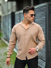 apaş yaka oversize müslin kumaş gömlek - Justyol