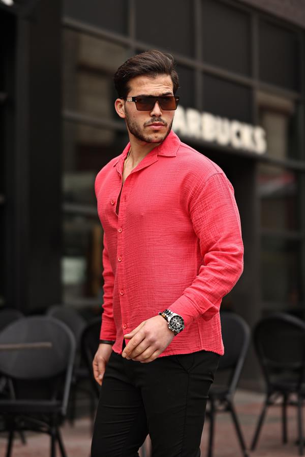 apaş yaka oversize müslin kumaş gömlek - Justyol