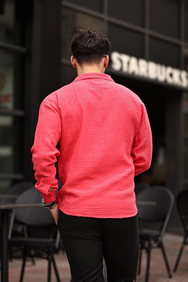 apaş yaka oversize müslin kumaş gömlek - Justyol