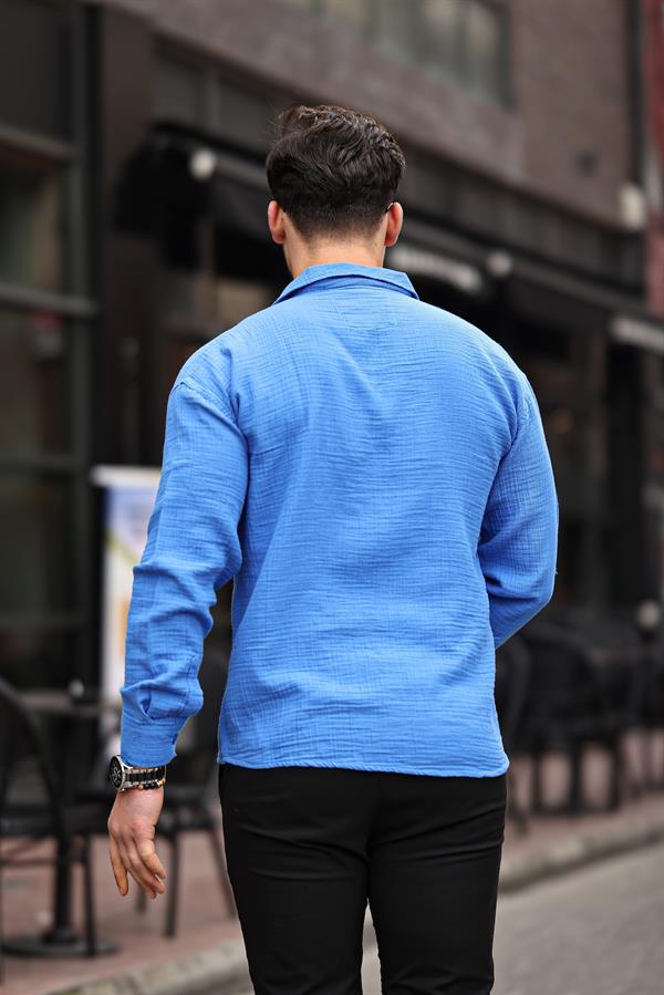 apaş yaka oversize müslin kumaş gömlek - Justyol