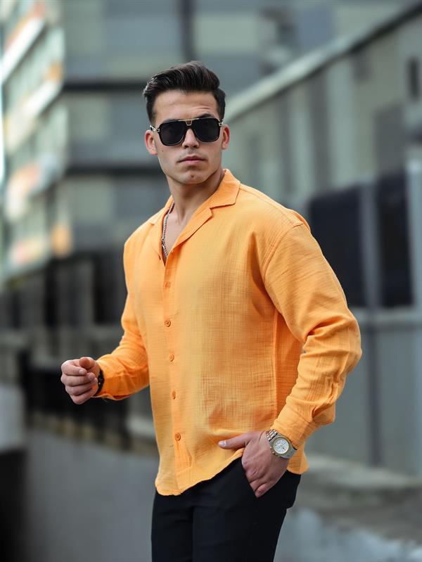 apaş yaka oversize müslin kumaş gömlek - Justyol