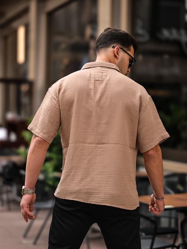 Chemise Homme Oversize en Mousseline de Coton avec Poche Poitrine
