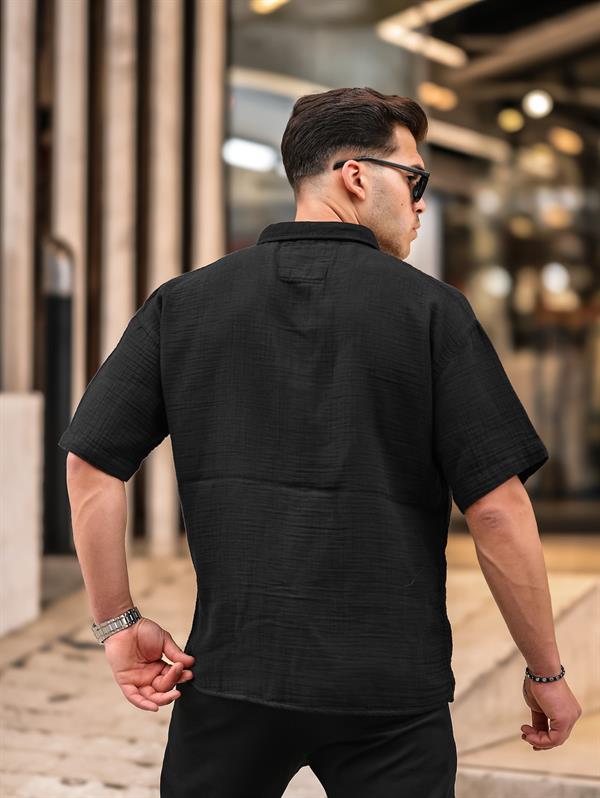 Chemise Homme Oversize en Mousseline de Coton avec Poche Poitrine