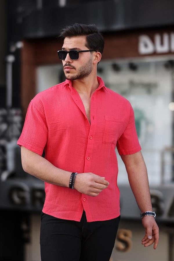 Chemise Homme Oversize en Mousseline de Coton avec Poche Poitrine