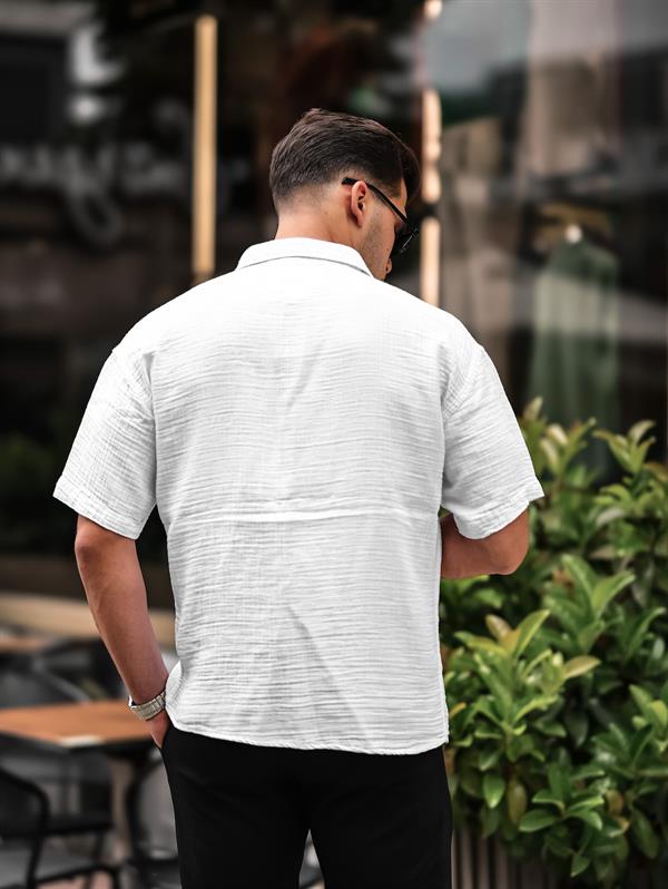 Chemise Homme Oversize en Mousseline de Coton avec Poche Poitrine
