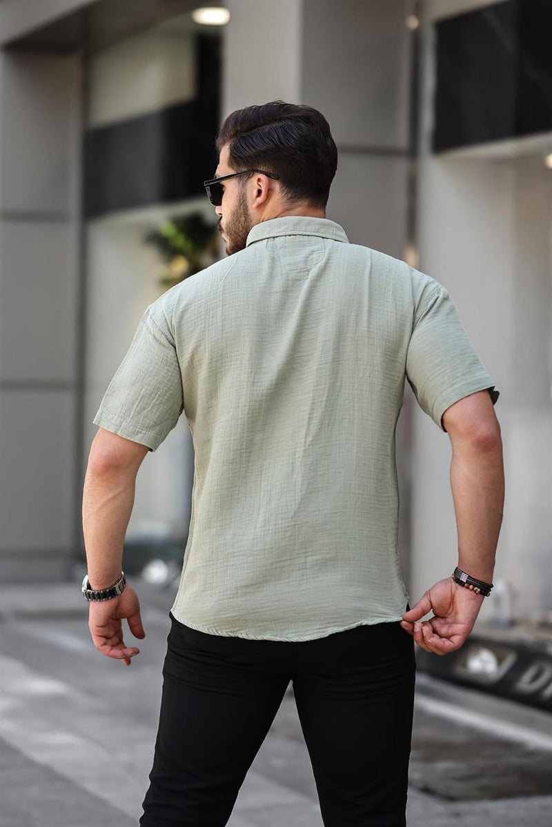 Chemise Homme Oversize en Mousseline de Coton avec Poche Poitrine