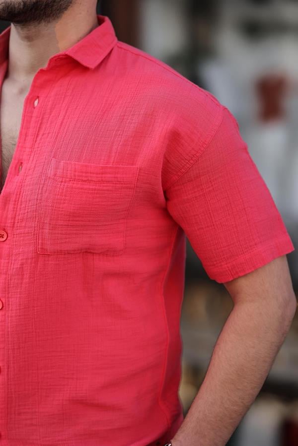 Chemise Homme Oversize en Mousseline de Coton avec Poche Poitrine