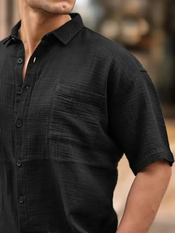 Chemise homme oversize en mousseline coton avec poche