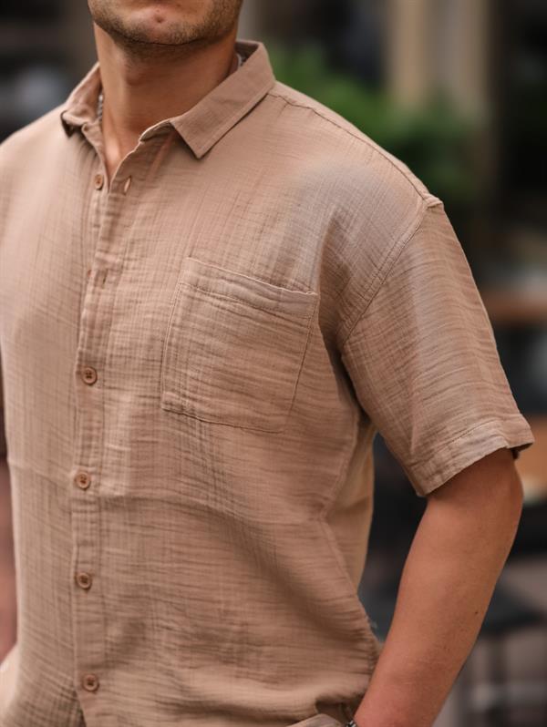 Chemise Homme Oversize en Mousseline de Coton avec Poche Poitrine