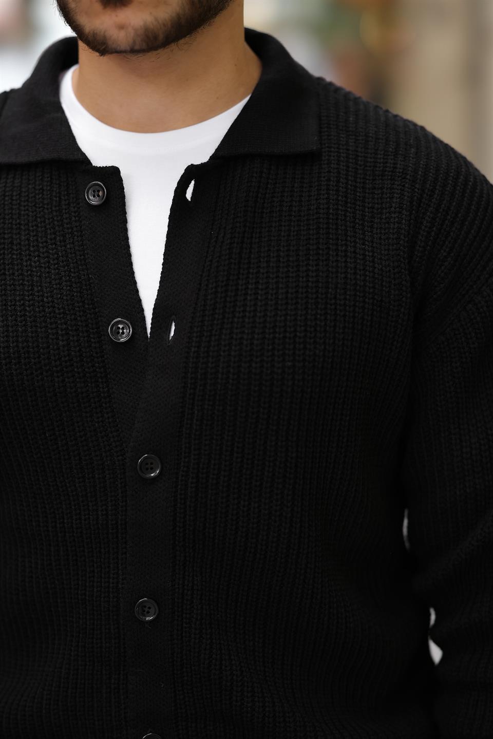 oversize selanik örgü düğmeli erkek hirka - Justyol