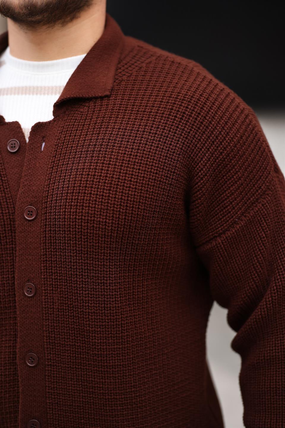 oversize selanik örgü düğmeli erkek hirka - Justyol
