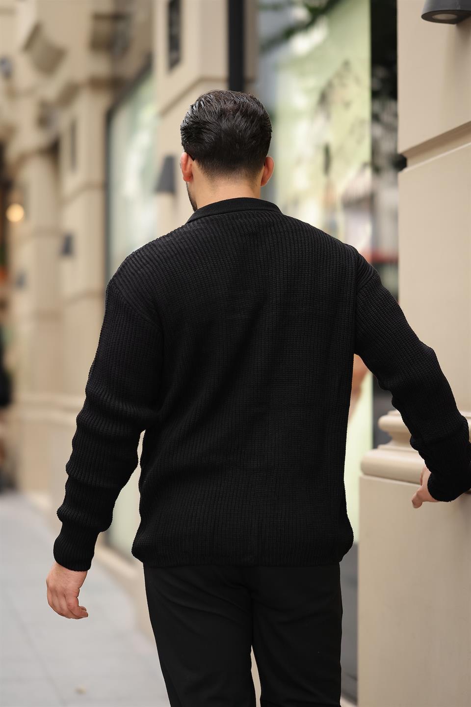 oversize selanik örgü düğmeli erkek hirka - Justyol