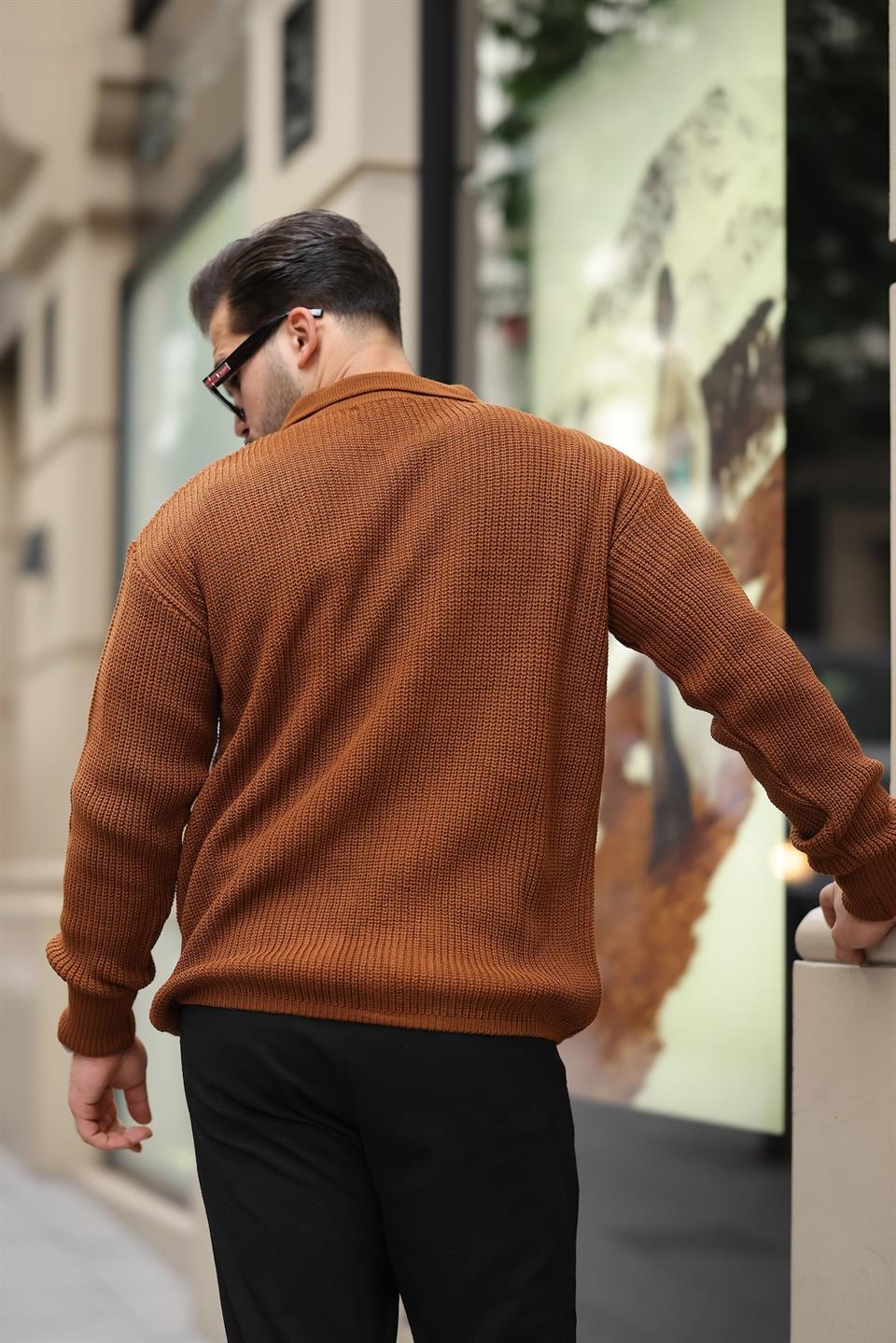 oversize selanik örgü düğmeli erkek hirka - Justyol