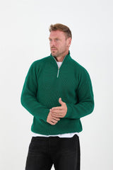 <tc>Pull en tricot pour homme à demi-zip, oversize, en tricot de type selanik.</tc>