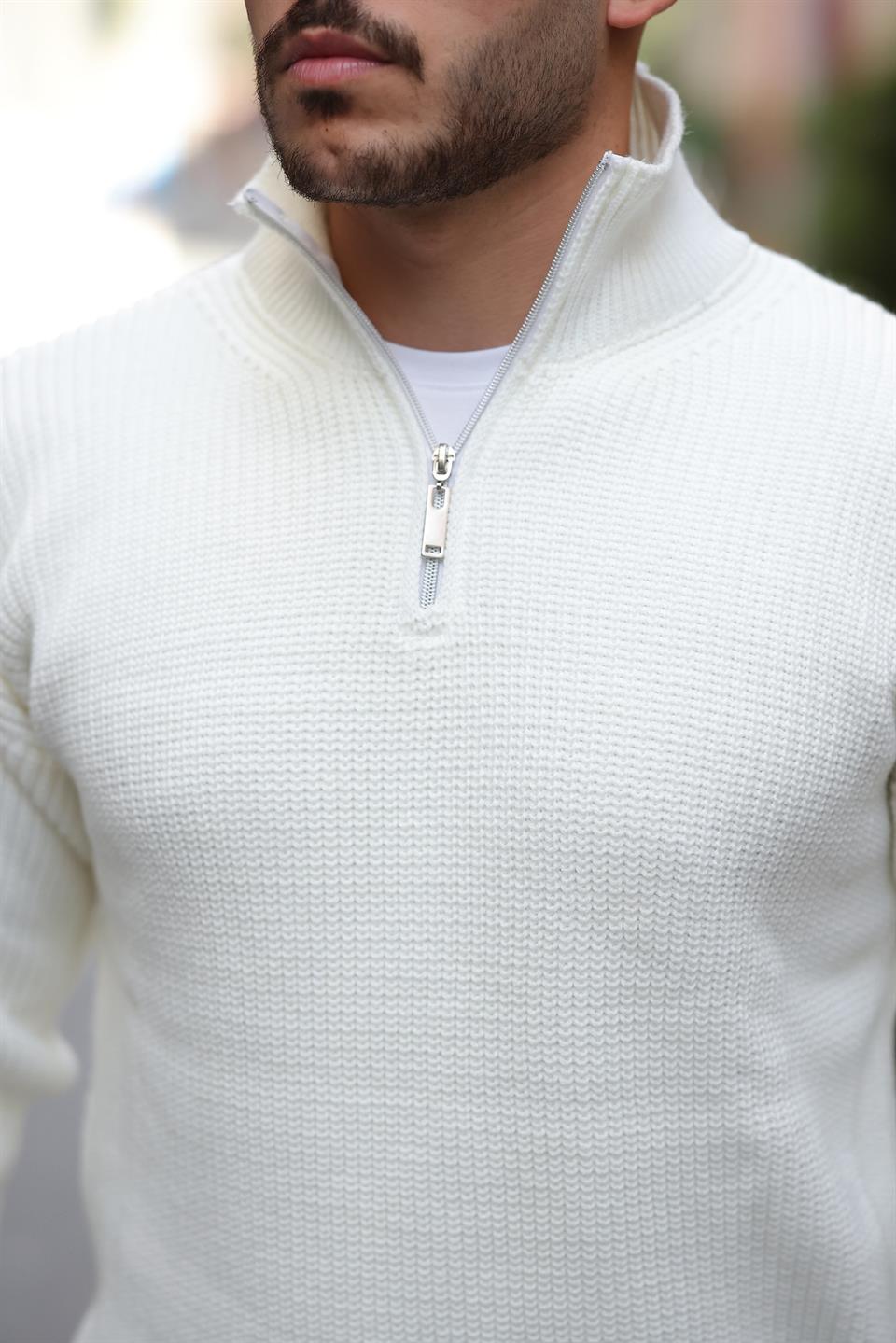 oversize selanik örgü yarim fermuar erkek triko kazak - Justyol